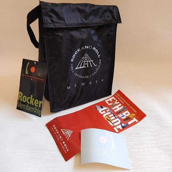 ROCK and ROLL HALL OF FAME Membership Lunch bag + Bumper Sticker + Exhibit Guide - Picture 1 of 3